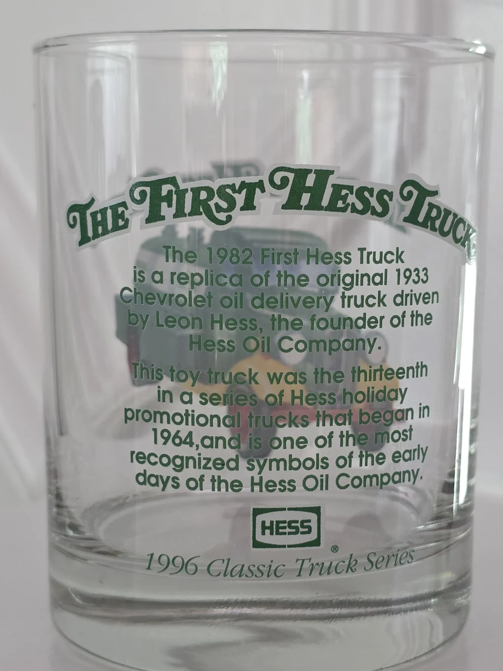 Vintage 1996 Hess Classic Truck Series Collector Glasses - Set of 2